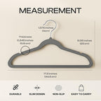 Utopia Home Velvet Hangers 50 Pack – Luxury Non-Slip Slim Pant & Coat Hangers, Strong Space-Saving Clothes Hangers with Pants Bar and 360° Swivel Hook – Grey