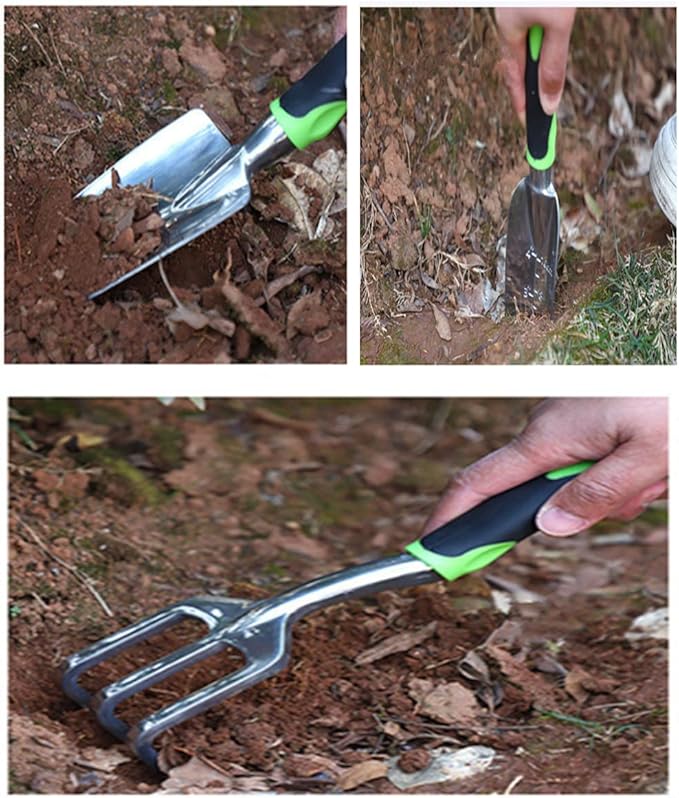SZHDXSY,Garden Tools Set 3 Pack Garden Hand Shovels Garden Trowels , Included Trowel, Transplant Trowel and Cultivator Hand Rake,Durable Garden Hand Tools ,with Ergonomic Rubberized Non-Slip Grip,