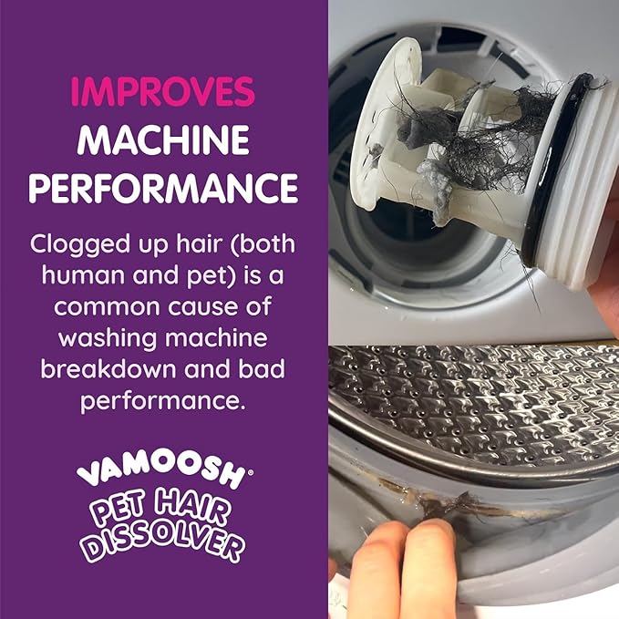 Vamoosh 6-in-1 Washing Machine Cleaner | Patented Pet Hair Dissolving Formula | Free from Harmful Chemicals | Variety Pack | Prevents Blockages | Deep Clean | Eliminates Odor | Descales | Pack of 6