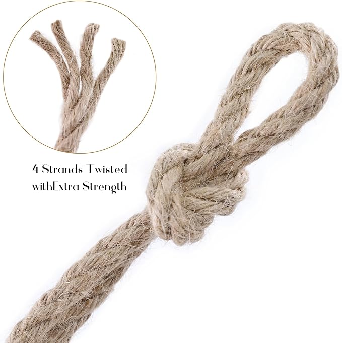 Natural Jute Twine 656 Feet Long String for Crafts Gift Wrapping Christmas Handmade Arts Decoration Packing String Home Decor （8mm * 656feet）