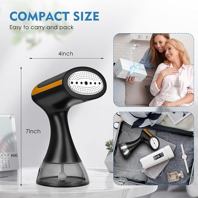 ZOOY Steamer for Clothes 1500W, Clothes Steamer for Home, Office, Travel, Portable Handheld Garment Steamer Upgraded 300ML Large Capacity Water Tank, Wrinkle Remover(Black)