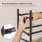Tajsoon 2 Tier Expandable Shoe Rack for Closet, 28“-41“Adjustable & Stackable Shoe Shelf Storage, Metal Shoe Rack Organizer for Front Door Entrance, Closet, Garage, Entryway, Bronze