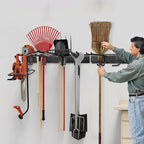 Heavy Duty Garage Organizer Tool Organizer Wall Mount, Iron Metal Hooks Set 6 Pcs, Black Adjustable Dual Hooks, Ideal for Saving Space, Supports 16 in Stud Spacing