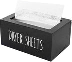 zoocatia Laundry Room Decor Dryer Sheet Container Wood Detergent Dispenser Organization and Storage Box Holder for Laundry Pods, Dryer Balls, Black