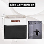 13x13 Cube Storage Bins, Collapsible Fabric Storage Box, 4 Pack Closet Baskets with Handles for Organizing, Shelf, Toys, Clothes, Home, Office, Nursery (Black&White)
