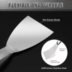 Fishark Putty Knife, 5 Pcs Putty Knife Set, 2" 3" 4" 6" 8" Stainless Steel Scraper, Spackle Knife, Wallpaper Scraper Paint Scraper Tool for Drywall Repair, Removing Wallpaper, Mud, Applying Plaster