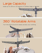 Clothes Drying Rack Foldable, 74.8 inch 2 Tier Laundry Drying Rack with Rotating Clothes Rail for 54 Pieces of Clothes, Space Saving, Indoor, Stainless Steel, Grey and Silver CDR002G01