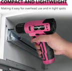 8V Cordless Drill, Drill Set with 3/8"Keyless Chuck, Built-in LED, Type-C Charge Cable, 12N.m, Variable Speed Trigger, Pink Electric Screwdriver for DIY- Women
