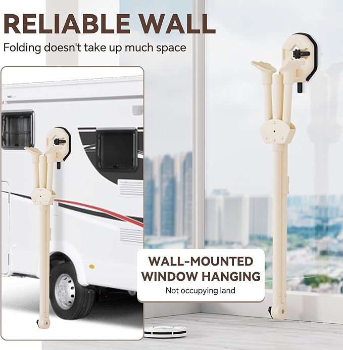 Clothes Drying Rack for RV Foldable Portable Suction Cup Laundry Drying Rack 95in*57in Expandable Clothing Dryer Wall Mounted Retractable Indoor Outdoor Use No Assembly 180° Free Rotation for Laundry