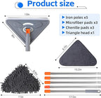 Wall Mop with 80 Inches Long Handle, Wall Cleaner Mop Tool for Window/Walls/Ceiling Fans/Dust/Baseboard/Floors Clean, 360° Ceilings Cleaner Tool Duster with Squeegee 6 Replacement Pads