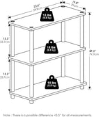 Furinno Turn-N-Tube Storage Shelves, 3-Tier Book Shelf, Corner Shelf, Toolless Open Shelves, for Organization and Storage, Living Room, Garage, Home Office, Amber Pine