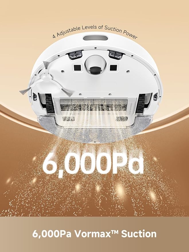 DREAME C20 Plus Robot Vacuum, 90 Days Self-Emptying Robot Vacuum and Mop Combo, 6000Pa Suction Robotic Vacuum, LiDAR Navigation, APP/Voice Control, Robot Vacuum Cleaner for Pet Hair/Carpet/Hard Floor