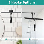 Shower Squeegee for Glass Doors,12-Inch Shower Glass Squeegee, Matte Black Shower Squeegee for Shower Doors,Mirror,Windows, with Shower Door Hook and Adhesive Hook