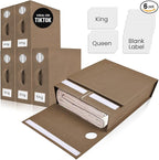 6 Pack Bed Sheet Organizer and Storage, Foldable Storage Bed Sheet Organizer for Linen Closet with Viewing Window & Label for Bedding Sheets & Blankets (Queen & King Size) Taupe