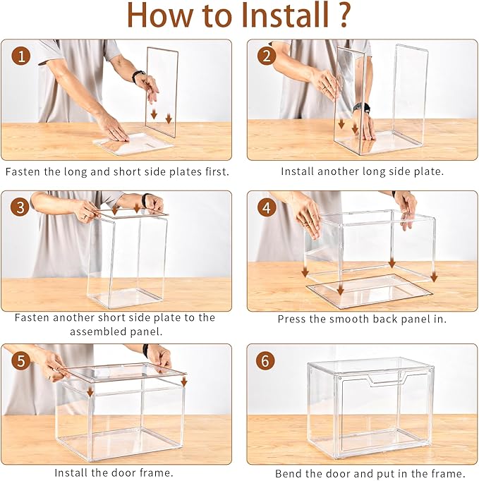 Stackable Storage Bins, Clear Acrylic Display Case, 5-Pack Acrylic Boxes with Lids, Clear Storage Containers Storage for Handbags, Collectibles & Figures