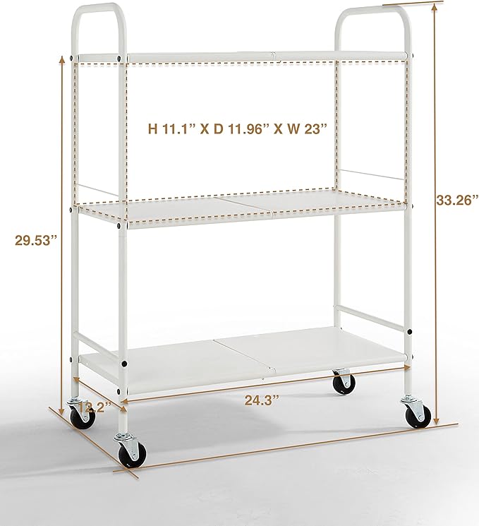 SunnyPoint Metal Rolling Organizer Utility Craft Cart (Large, WHT)