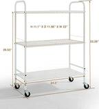 SunnyPoint Metal Rolling Organizer Utility Craft Cart (Large, WHT)