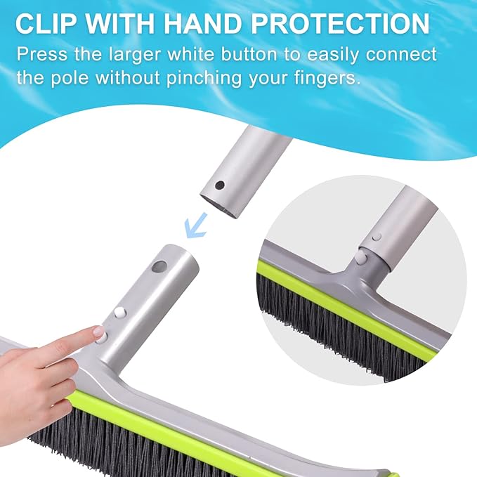 Pool Brush Head for Cleaning Plaster and Gunite Concrete Surfaces,Heavy Duty Inground Swimming Pools Stiff Bristles Scrub Brushes