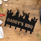 Generic Personalized BBQ Cooking Utensils Wall Hooks Rack for Dad Custom Grilling Tool Organizer Barbecue Tool Metal Storage Holders Grill Cutlery Hanger Father's Day Utensils Hanging Hooks (Style 3)