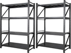 Set of 2 Storage Shelves, 48” Wide Heavy Duty Garage Shelving Units, 4 Tiers Rack Shelf, 24” Deep Steel Industrial Shelving, 3000LBS Adjustable Standing Shelf for Warehouse / Shop 48"W x 24"D x 70"H