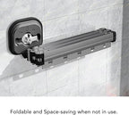 AUNMAS Wall Mounted Clothes Drying Rack, Retractable Clothes Hanger Rack Laundry Organizer Clothesline No Drilling Installation for Balcony Laundry Bathroom(Tri Fold Grey)