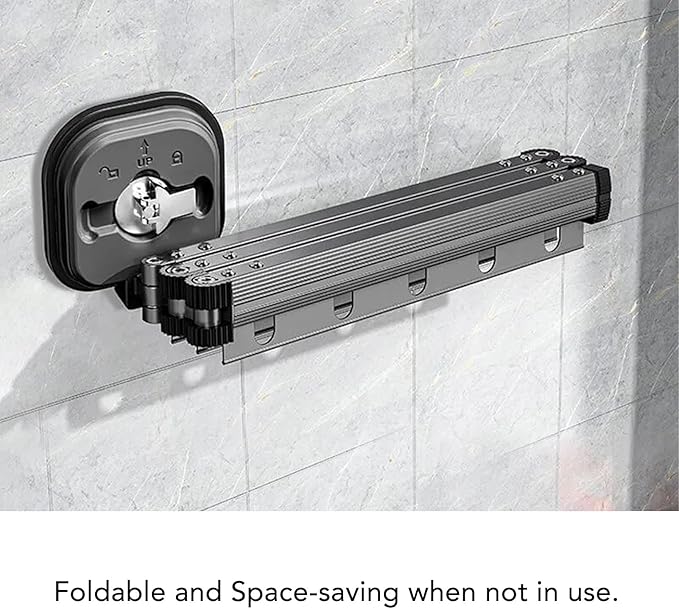 AUNMAS Wall Mounted Clothes Drying Rack, Retractable Clothes Hanger Rack Laundry Organizer Clothesline No Drilling Installation for Balcony Laundry Bathroom(Tri Fold Grey)