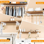 Heavy Duty Closet Rod Bracket 2 Pack WYGWP Wall Mounted Closet Shelf Brackets Supports 200lbs,White Closet Rod Support Bracket for DIY Home and Closet Decor