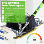 Soldering Iron Kit, 120W LED Digital Advanced Solder Iron Soldering Gun kit, 110V Welding Tools, Smart Temperature Control [356℉-932℉], Extra 5pcs Tips, Auto Sleep, Temp Calibration, Green