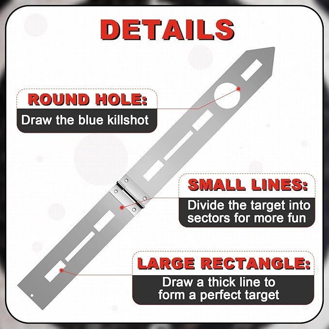 Epakh Axe Throwing Target Template Stainless Steel Target Template Stencil Comes with 3 Markers Throwing Board Stencil Axe Set for Drawing, 20 x 2 Inches (Foldable)
