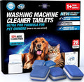 Washing Machine Cleaner New Ultra Pro Tablets 50% Stronger Formula for Pet - 28 Pack, HE Front & Top Load, Washer Deep Cleaning, Remove Tough Pet Hair, Odors, Residue & Grime, No Dander Build-up