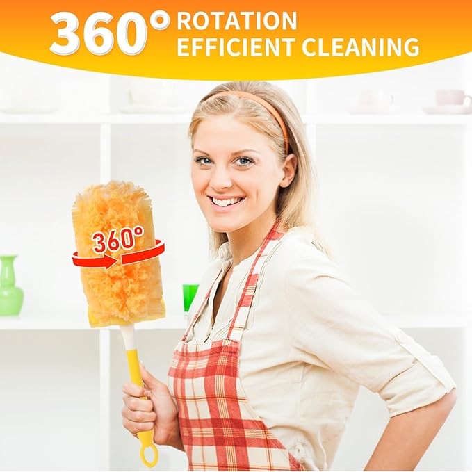 30 Count Larger Size Duster Refills for Swiffer Dusters with 1 Handle - 360° Multisurface Larger Size Feather Duster, Disposable Duster Refills Kit for Cleaning Furniture, Blinds and Ceiling Fans