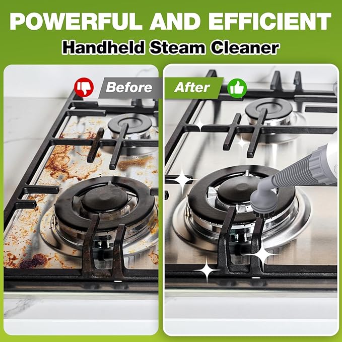 Pressurized Handheld Steam Cleaner, Portable Steam Cleaner Multipurpose for Home, Multi-Surface Steam Cleaner for Tile, Grout, Windows, Bathroom, Kitchen, Car Cleaning (White)