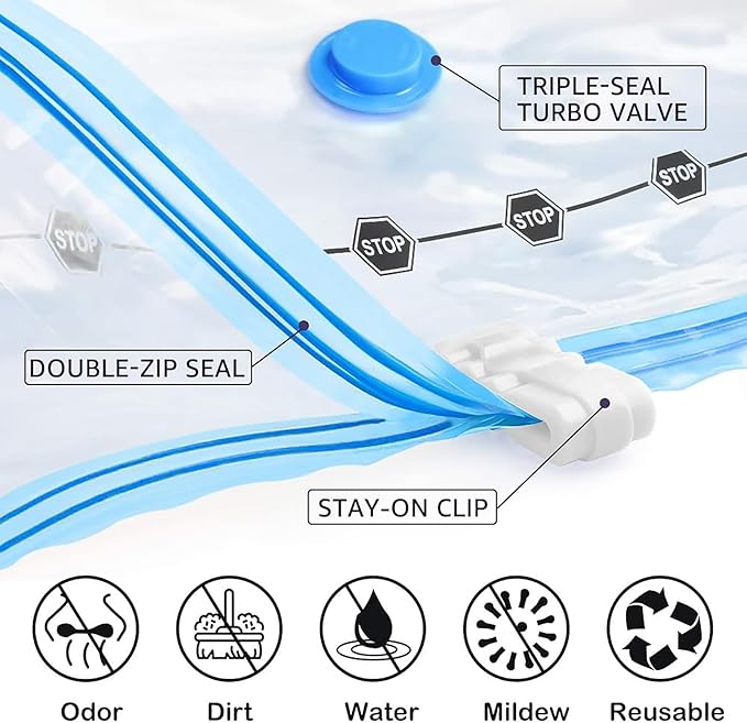 BoxLegend Vacuum Storage Bags with Electric Pump 26 Combo (3X-Jumbo, 5 Jumbo, 5 Large, 8 Medium, 5 Small) Thickened Vacuum Seal Bags for Clothing Space Saving for Coat Quilt Blanket Pillow Comforters