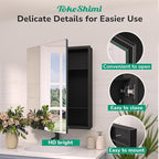 TokeShimi 20 x 26 Recessed Medicine Cabinet Mirror Black Tempered, Aluminum Surface Mount Medicine Cabinet Mirror with Storage with Stepless Adjustable Shelves for Bathroom Modern Farmhouse