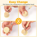 Bamboo Dish Brush Set Practical Dish Cleaning Brush Set Multifunctional Dish Washing Brush Set Ergonomic Kitchen Brush Set for Kitchen Cleaning Pots Pans Dishes (Log Color 10Pcs)