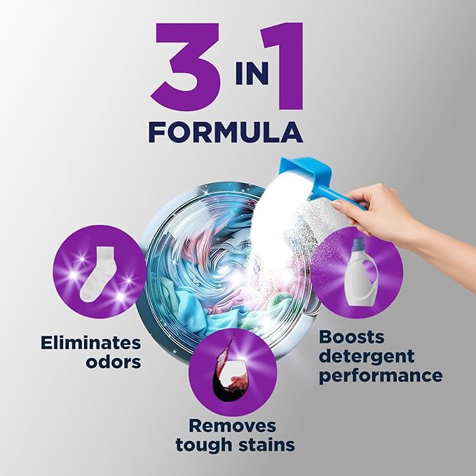 OxiClean Triple Action Odor Blasters Odor and Stain Remover Powder, Use with Detergent, Eliminates Tough Odors and Removes Stains, Color Safe and Chlorine Free, 4 lbs