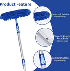 LOMIDA Professional Window Squeegee Kit - 62" Lightweight Aluminum Pole, 2 in 1 Rotatable Window Cleaning Tool Kit with Extension Pole Cleaning with Bendable Head for Car/Shower/High Windows