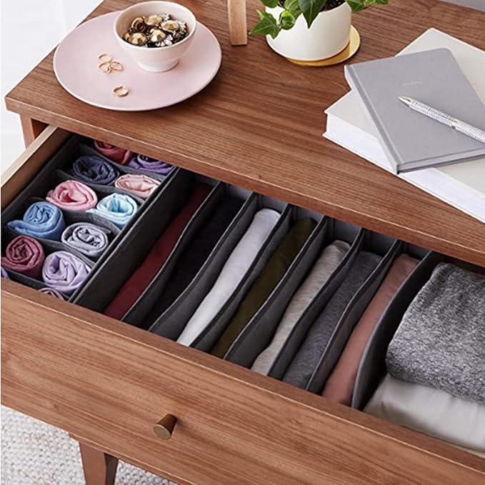 Dresser Drawer Organizer 8 Pack Clothes Underwear Sock Storage Dark Gray Drawer Dividers Grey Foldable Closet Organizer Storage Box Dresser Drawer Organizers