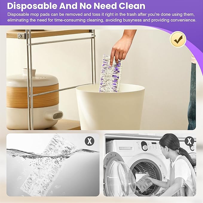 40 Pack Disposable Refill Pads for Power Mop Multi-Surface and PowerMop Wood Mop, Repalcement Spray Mopping Pads for All Safe Floors
