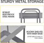 TOOLF 3-Tier Metal Rolling Cart with Wheels, Storage Utility Organizer Cart for Kitchen, Bathroom, Office, Baby Essentials & Makeup - Lockable Casters, Easy Assembly, Large Capacity, Gray