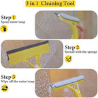 3 in 1 Window Cleaning Scraper, 2025 New Multi-Function Glass Cleaner Squeegee Tool for Shower Glass, Tile, Mirror Cleaning, All-Purpose Spray Function Brush with Ergonomic Handle (2pcs-B)