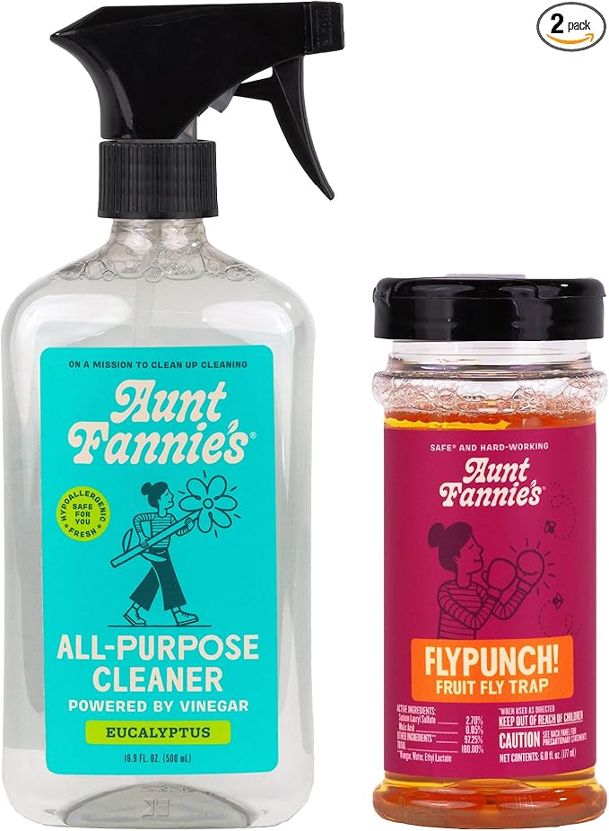 Aunt Fannie's Bundle: All Purpose Cleaning Vinegar, Eucalyptus + FlyPunch Fruit Fly Trap