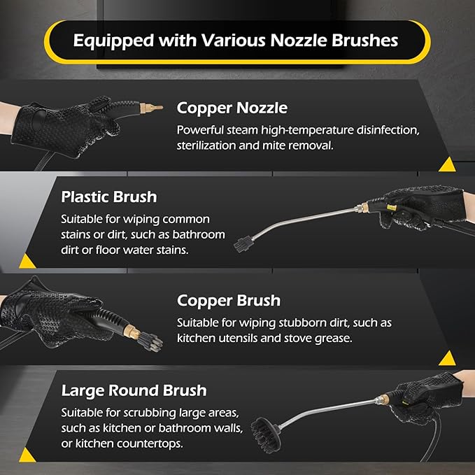 Dyna-Living Steam Cleaner 2500W Steamer for Cleaning with 1400ml Water Tank Steam Cleaner Handheld for Home Use, High-Pressure Steamer Cleaner for Car, Portable Car Steamer for Auto Detailing, Green