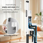 Self Clean and Empty Cordless Vacuum Cleaner with 2.5L Dust Base, Powerful Suction Handheld Vacuum, Auto Empty System, HEPA Filtration, Stick Vacuum for Pet Hair, Hardwood and Carpet, Black