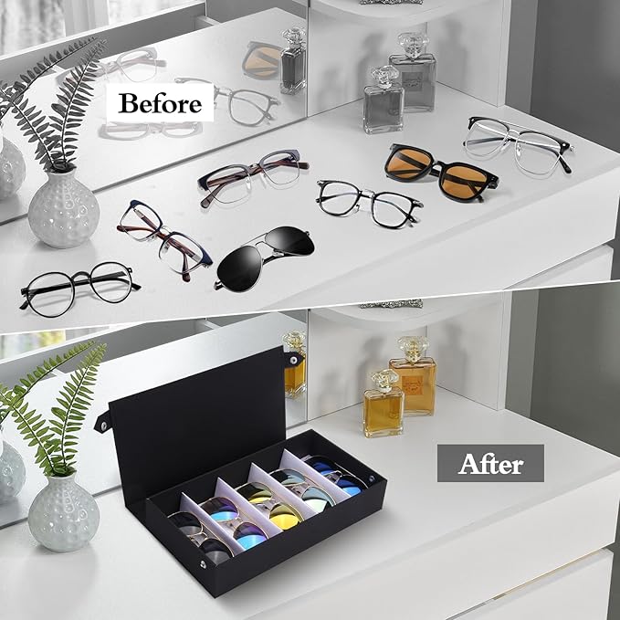 5-Slot Eyeglass Case Organizer - Portable Storage for Sunglasses & Glasses, Perfect for Travel & Home Use