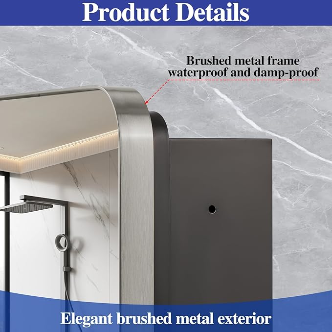 Bathroom Medicine Cabinet,16"x20" Mirror Door with Stainless Steel Brush Nickel Frame,Recessed & Surface Wall Cabinet with Removable Glass Shelves, Rust-Resistant Bathroom Storage Cabinet