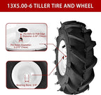 (2 Pack) 13x5.00-6" Tiller Tire and Wheel-Heavy Duty,3/4" Axle & 3-1/8" Centered Hub, Compatible with Craftsman, Troy-Bilt, Lawn Tractors & Tillers – Replacement for Garden, Farm, Landscaping