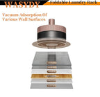 Wall Mounted Clothes Drying Rack,Laundry Dryer Hanger With Suction Cup,Foldable Aluminum Space Saving Laundry Hanger Wall Mount,Folding Portable Clothes Hanger For Laundry Room,Bathroom,RV,Travel