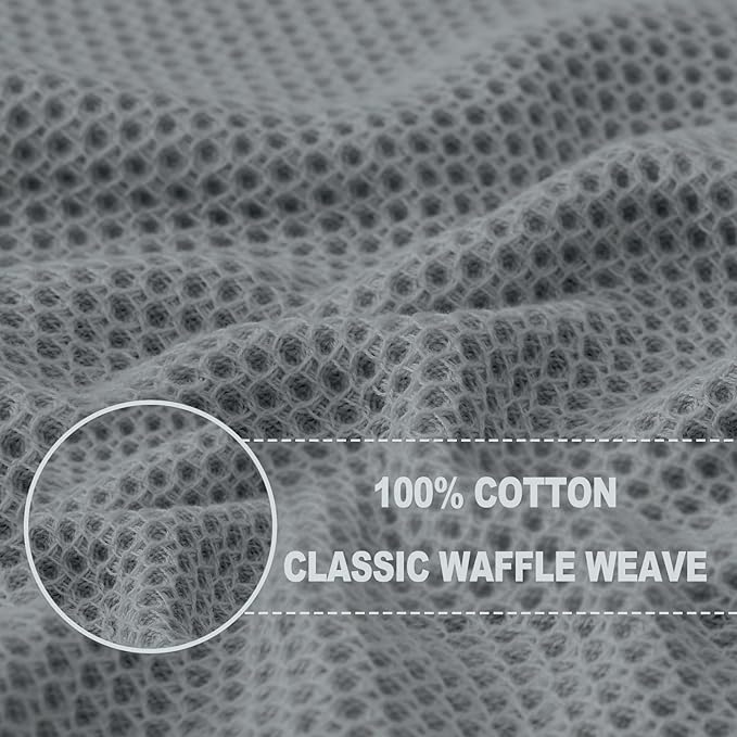Homaxy 100% Cotton Waffle Weave Kitchen Dish Cloths, Ultra Soft Absorbent Quick Drying Dish Towels, 12 x 12 Inches, 6-Pack, Grey