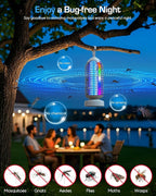 Bug Zapper Outdoor with Marquee Light, Cordless Mosquito Zapper, 4000mAh Rechargeable Electric Bug Zapper Indoor, Auto On/Off Waterproof Mosquito Trap Fly Zapper for Patio Backyard Kitchen Camping